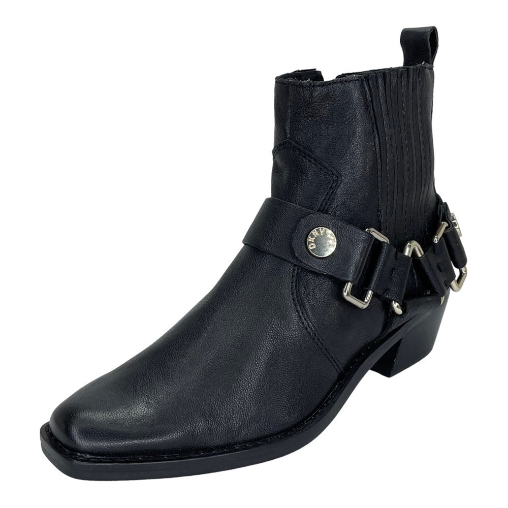 NWOB DKNY Mina Black Leather Womens Ankle Boots Size 6M